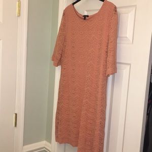 Lace peach 3/4 sleeve dress